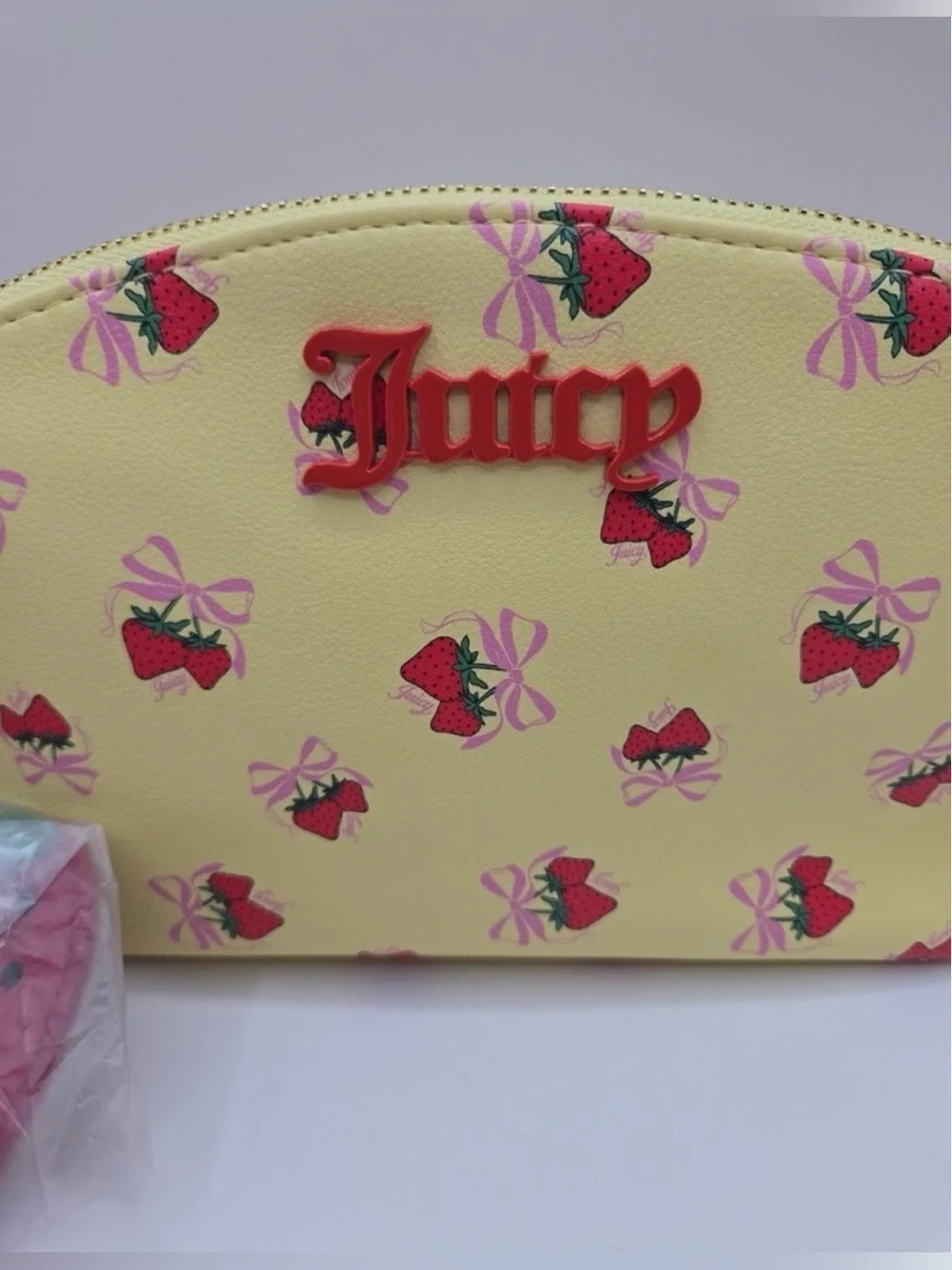 Juicy Couture Yellow Strawberry Print Kids Wristlet with Charm - Picture 4 of 4